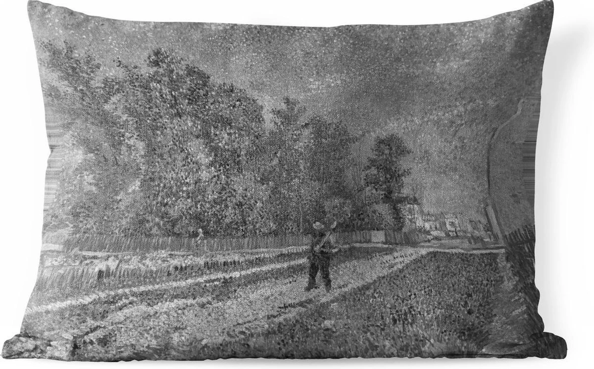 Buitenkussens - Tuin - Outskirts Of Paris; Road With Peasant Shouldering A Spade Zwart-wit - Schilderij Vincent Van Gogh - 60x40 Cm 3 Buitenkussens - Tuin - Outskirts Of Paris; Road With Peasant Shouldering A Spade Zwart-wit - Schilderij Vincent Van Gogh - 60x40 Cm
