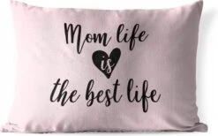 Buitenkussens - Tuin - Moederdag Quote ''mom Life Is The Best Life'' Op Roze Achtergrond - 60x40 Cm
