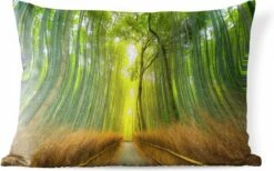 Buitenkussens - Tuin - Pad In Het Arashiyama-bamboebos In Japan - 60x40 Cm