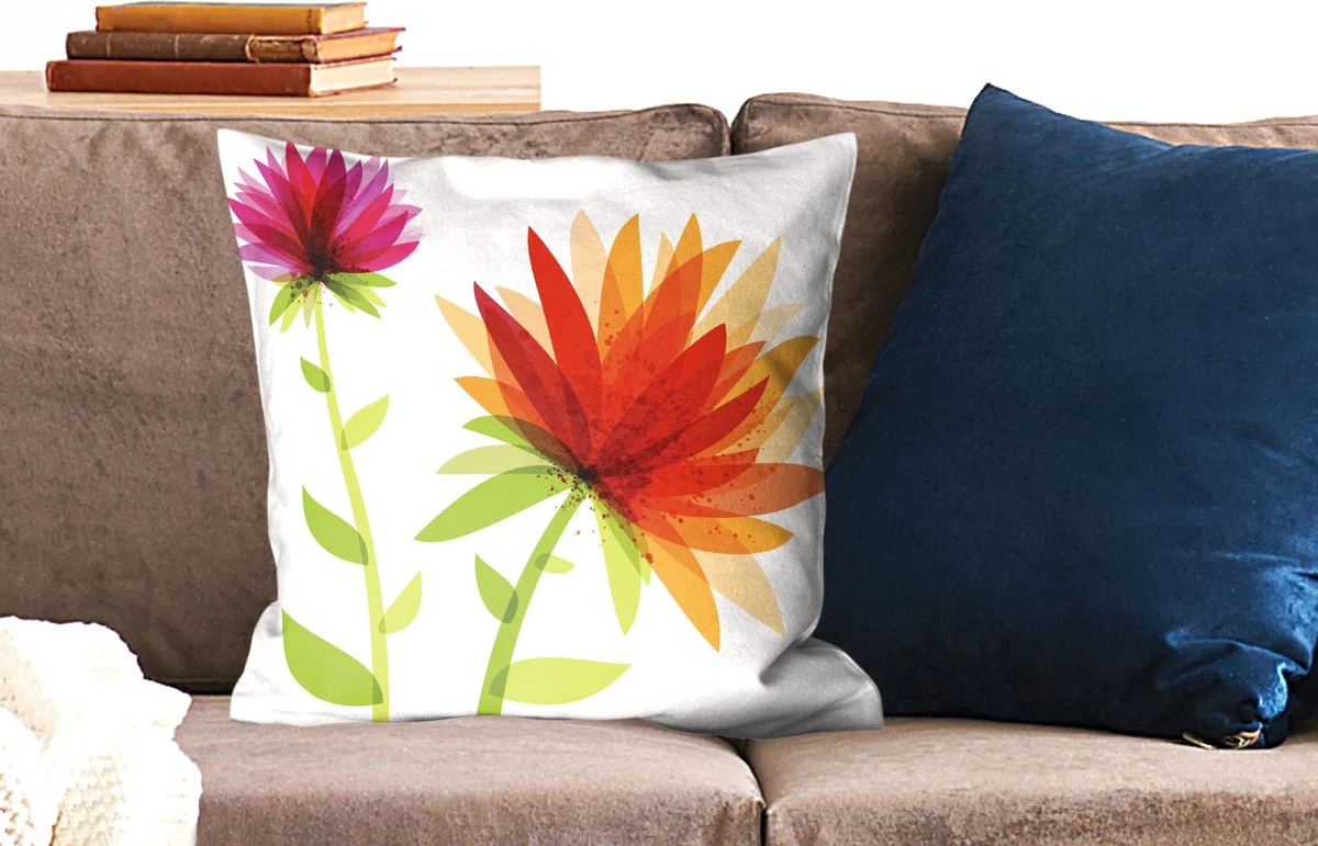 Kussenhoes 50x50 Cm - Een Abstracte Bloemdessin Tekening - Katoen / Polyester - Voor Binnen 4 Kussenhoes 50x50 Cm - Een Abstracte Bloemdessin Tekening - Katoen / Polyester - Voor Binnen - Afbeelding 2