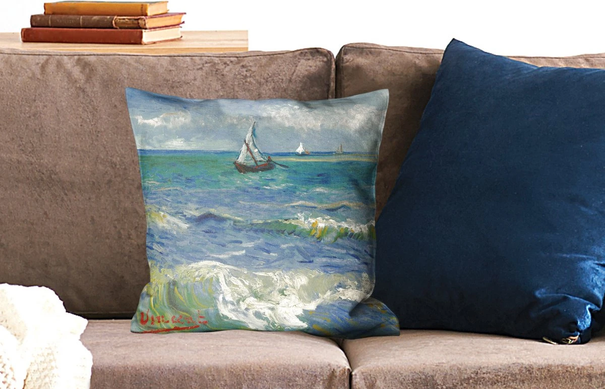 Kussenhoes 45x45 Cm - Zeegezicht Bij Les-Saintes-Maries-de-la-Mer - Schilderij Van Vincent Van Gogh - Katoen / Polyester - Voor Binnen 4 Kussenhoes 45x45 Cm - Zeegezicht Bij Les-Saintes-Maries-de-la-Mer - Schilderij Van Vincent Van Gogh - Katoen / Polyester - Voor Binnen - Afbeelding 2