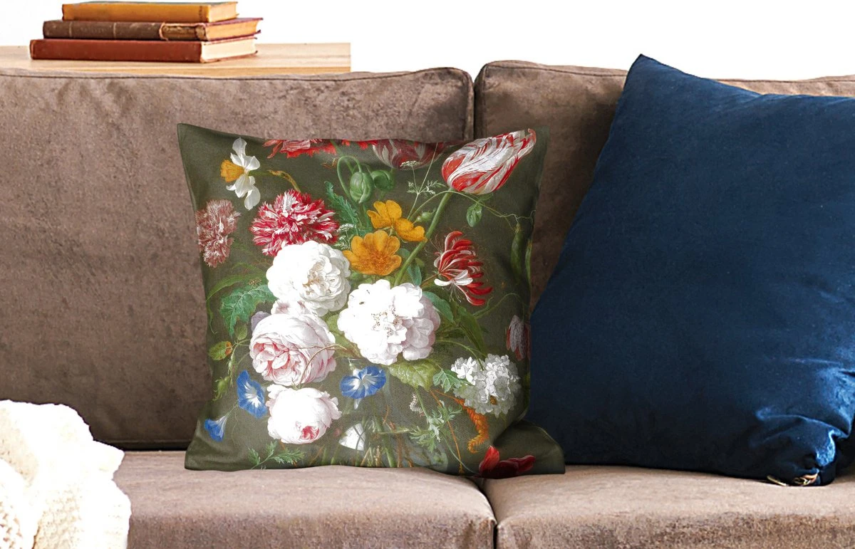 Kussenhoes 45x45 Cm - Stilleven Met Bloemen In Een Glazen Vaas - Schilderij Van Jan Davidsz. De Heem - Katoen / Polyester - Voor Binnen 4 Kussenhoes 45x45 Cm - Stilleven Met Bloemen In Een Glazen Vaas - Schilderij Van Jan Davidsz. De Heem - Katoen / Polyester - Voor Binnen - Afbeelding 2
