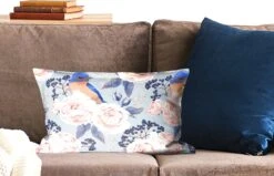 Kussenhoes 50x30 Cm - Patronen - Roos - Vogel - Blauw - Katoen / Polyester - Voor Binnen -Pillowmonkey 1200x771 188