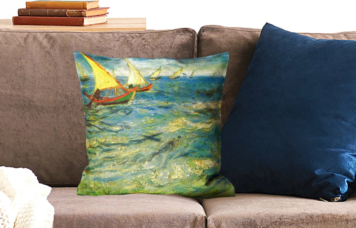 Kussenhoes 45x45 Cm - Vissersboten Op Zee - Schilderij Van Vincent Van Gogh - Katoen / Polyester - Voor Binnen 4 Kussenhoes 45x45 Cm - Vissersboten Op Zee - Schilderij Van Vincent Van Gogh - Katoen / Polyester - Voor Binnen - Afbeelding 2