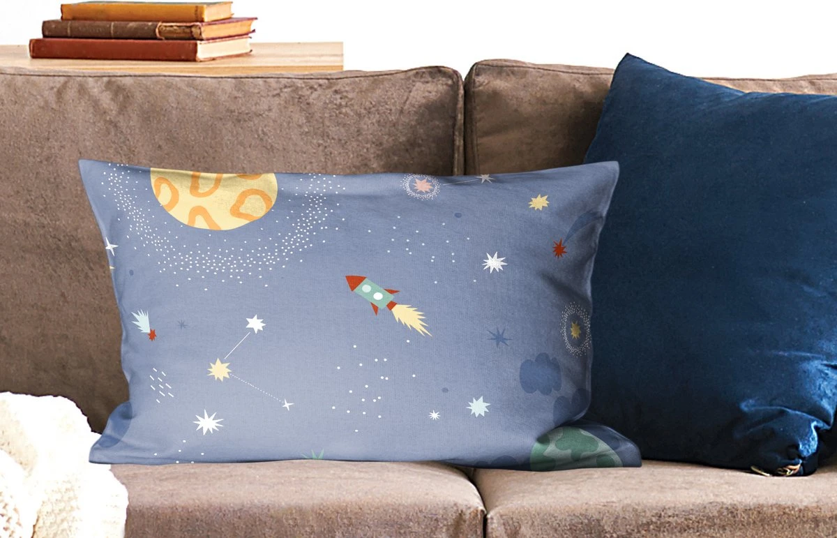 Kussenhoes 60x40 Cm - Ruimte - Kinderkamer - Sterren - Katoen / Polyester - Voor Binnen 4 Kussenhoes 60x40 Cm - Ruimte - Kinderkamer - Sterren - Katoen / Polyester - Voor Binnen - Afbeelding 2