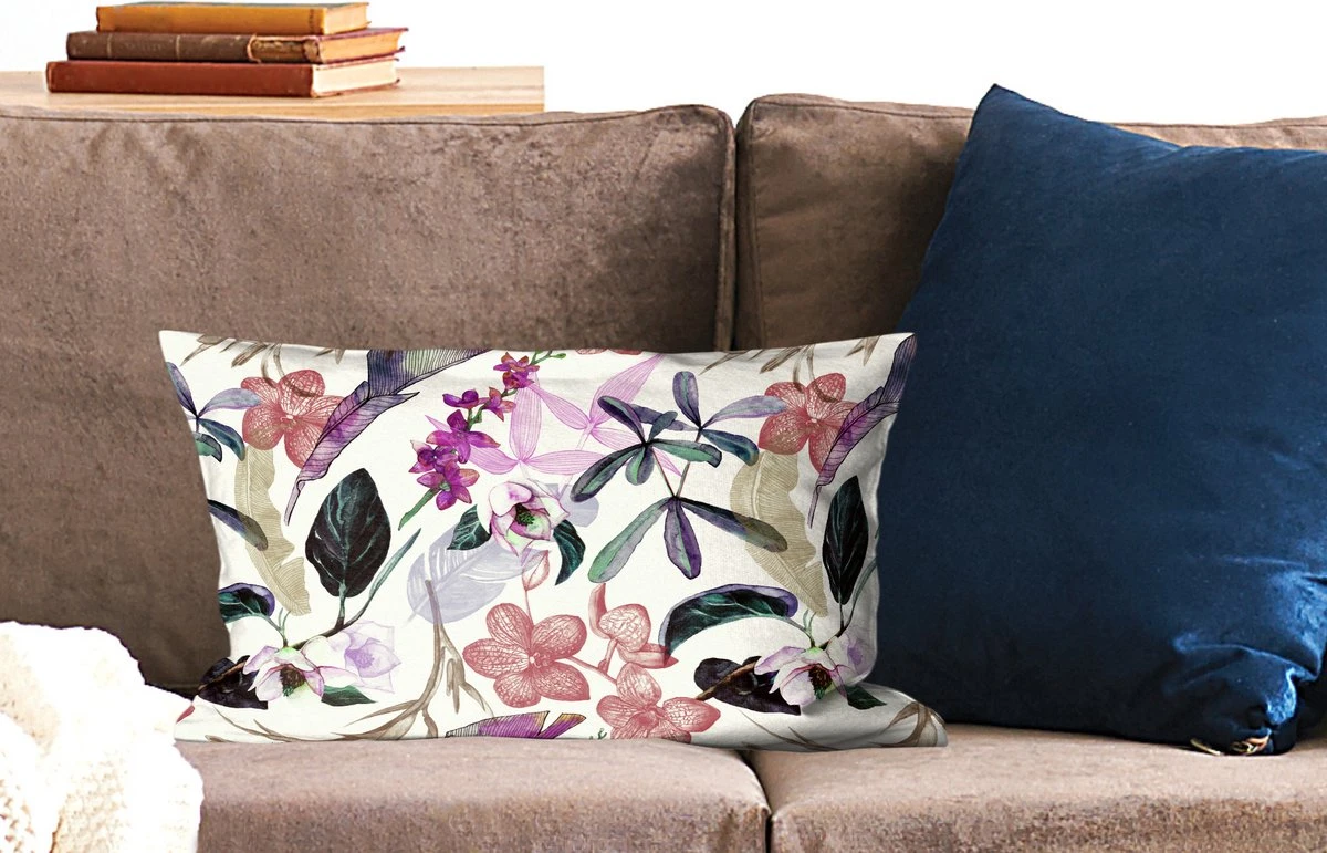 Kussenhoes 50x30 Cm - Jungle - Bloemen - Vintage - Patronen - Katoen / Polyester - Voor Binnen 4 Kussenhoes 50x30 Cm - Jungle - Bloemen - Vintage - Patronen - Katoen / Polyester - Voor Binnen - Afbeelding 2