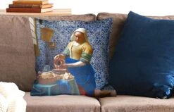 Kussenhoes 50x50 Cm - Melkmeisje - Delfts Blauw - Vermeer - Schilderij - Oude Meesters - Katoen / Polyester - Voor Binnen -Pillowmonkey 1200x771 242