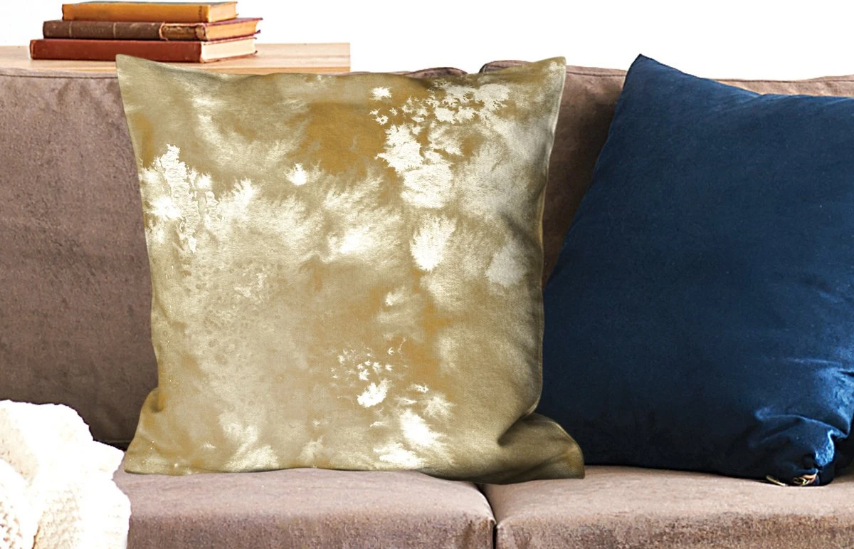 Kussenhoes 60x60 Cm - Goud - Verf - Abstract - Katoen / Polyester - Voor Binnen 4 Kussenhoes 60x60 Cm - Goud - Verf - Abstract - Katoen / Polyester - Voor Binnen - Afbeelding 2