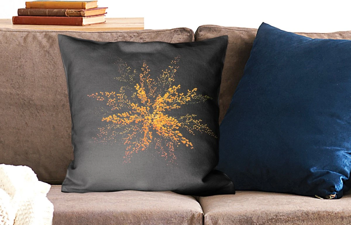 Kussenhoes 50x50 Cm - Een Goud-staafbloem Op De Zwarte Achtergrond - Katoen / Polyester - Voor Binnen 3 Kussenhoes 50x50 Cm - Een Goud-staafbloem Op De Zwarte Achtergrond - Katoen / Polyester - Voor Binnen