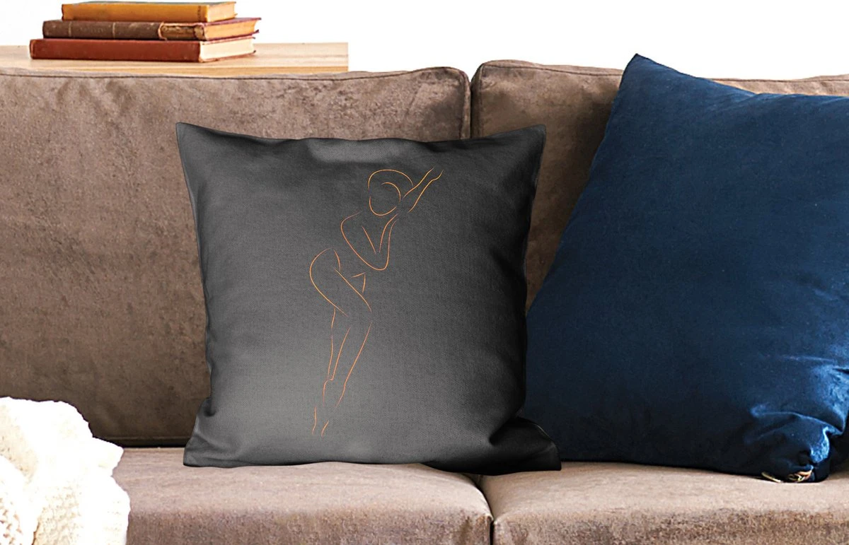 Kussenhoes 45x45 Cm - Vrouw - Zwart - Goud - Line Art - Katoen / Polyester - Voor Binnen 4 Kussenhoes 45x45 Cm - Vrouw - Zwart - Goud - Line Art - Katoen / Polyester - Voor Binnen - Afbeelding 2