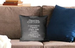 Kussenhoes 40x40 Cm - Spreuken - Quotes - I Haven't Been Everywhere But It's On My List - Parijs - Katoen / Polyester - Voor Binnen