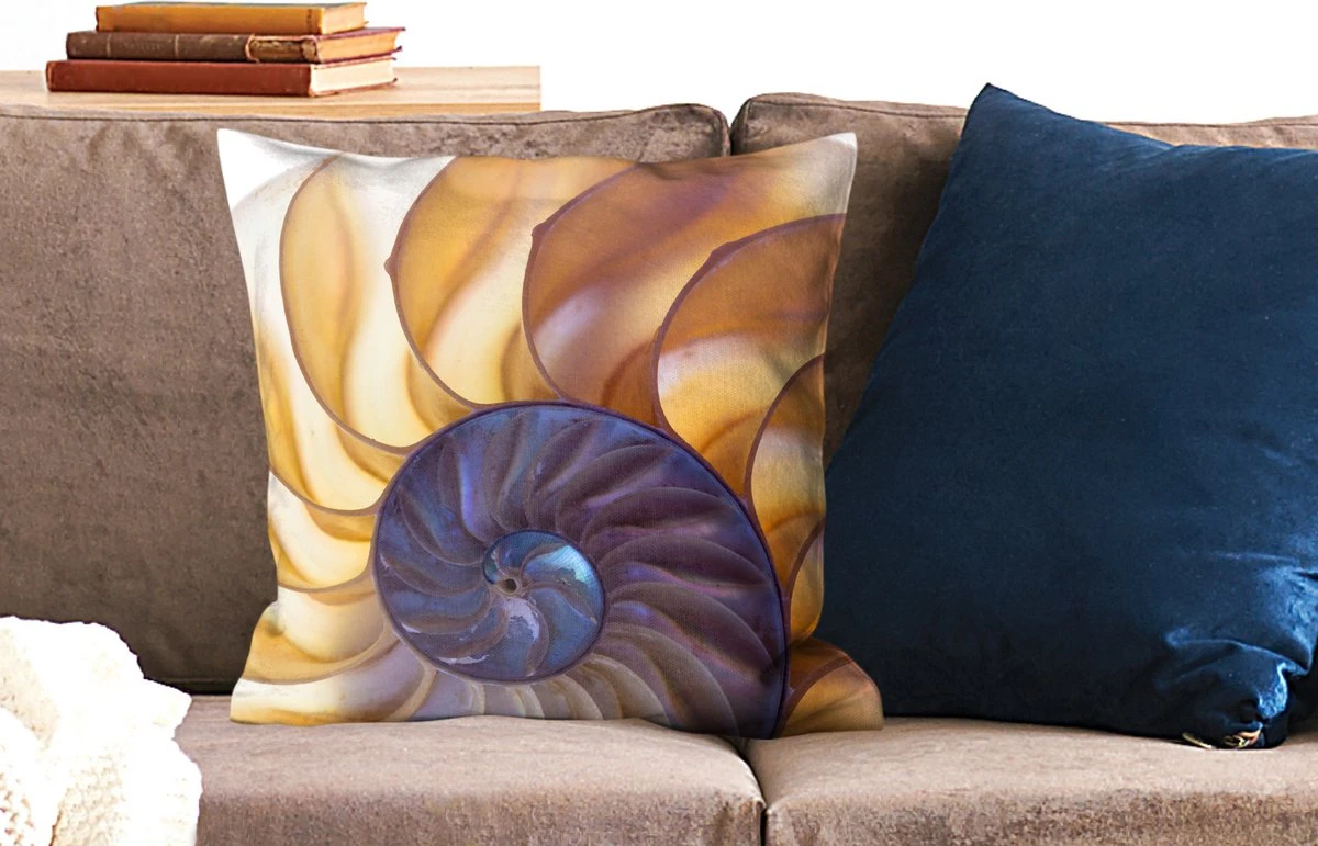 Kussenhoes 50x50 Cm - Schelp - Blauw - Zee - Katoen / Polyester - Voor Binnen 4 Kussenhoes 50x50 Cm - Schelp - Blauw - Zee - Katoen / Polyester - Voor Binnen - Afbeelding 2