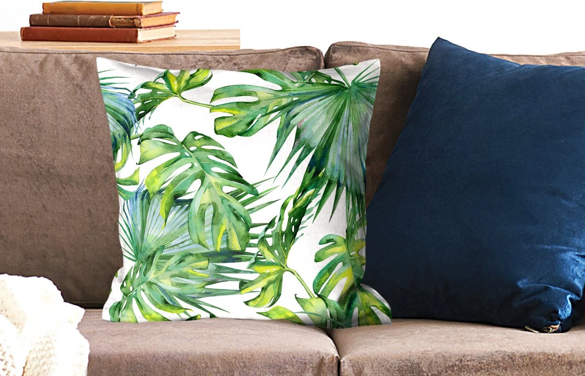 Kussenhoes 50x50 Cm - Monstera - Patroon - Waterverf - Meisjes - Kinderen - Jongens - Kids - Katoen / Polyester - Voor Binnen 4 Kussenhoes 50x50 Cm - Monstera - Patroon - Waterverf - Meisjes - Kinderen - Jongens - Kids - Katoen / Polyester - Voor Binnen - Afbeelding 2