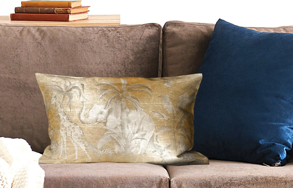 Sierkussens - Kussentjes Woonkamer - 50x30 Cm - Jungle - Kinderen - Goud - Kinderen - Dieren 3 Sierkussens - Kussentjes Woonkamer - 50x30 Cm - Jungle - Kinderen - Goud - Kinderen - Dieren - Afbeelding 2