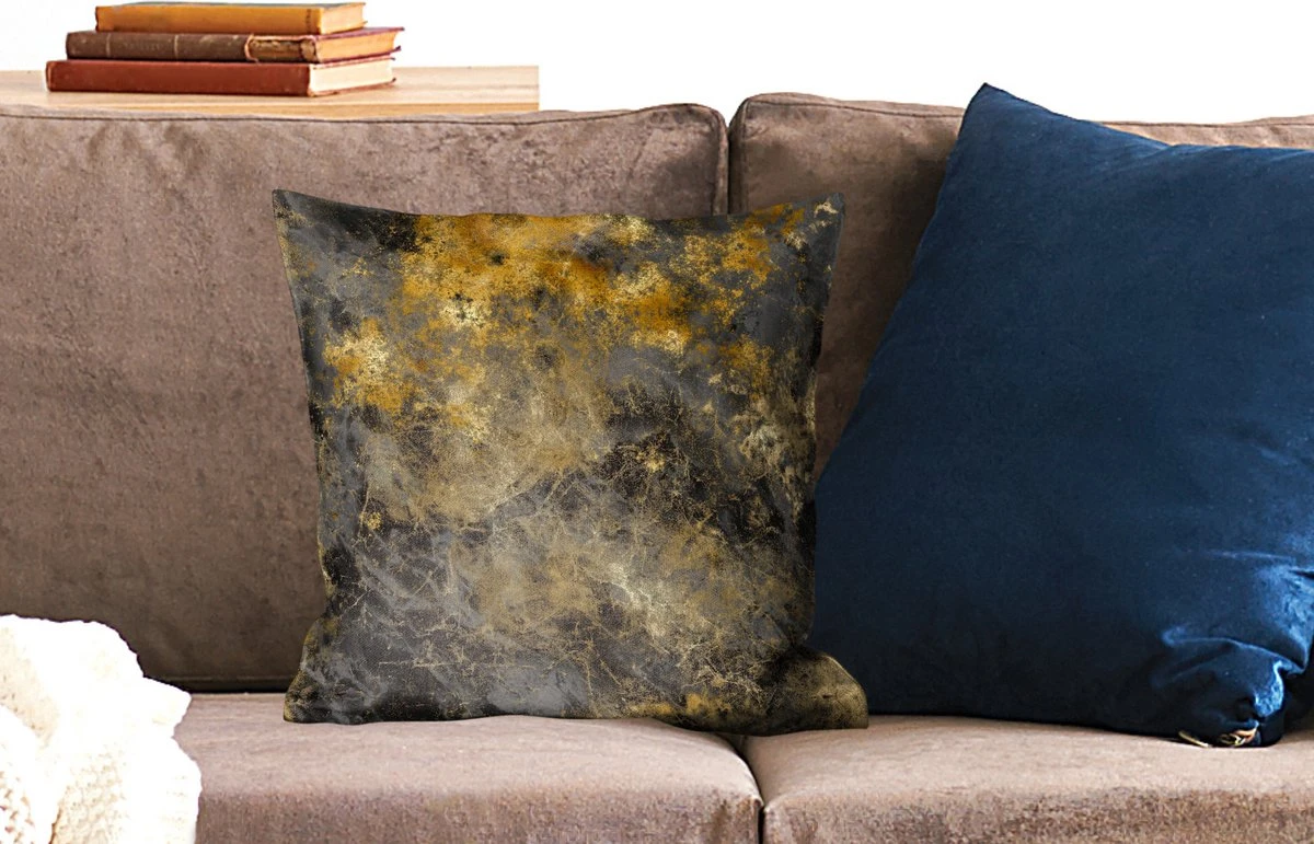 Sierkussens - Kussentjes Woonkamer - 45x45 Cm - Marmer - Goud - Zwart 4 Sierkussens - Kussentjes Woonkamer - 45x45 Cm - Marmer - Goud - Zwart - Afbeelding 2