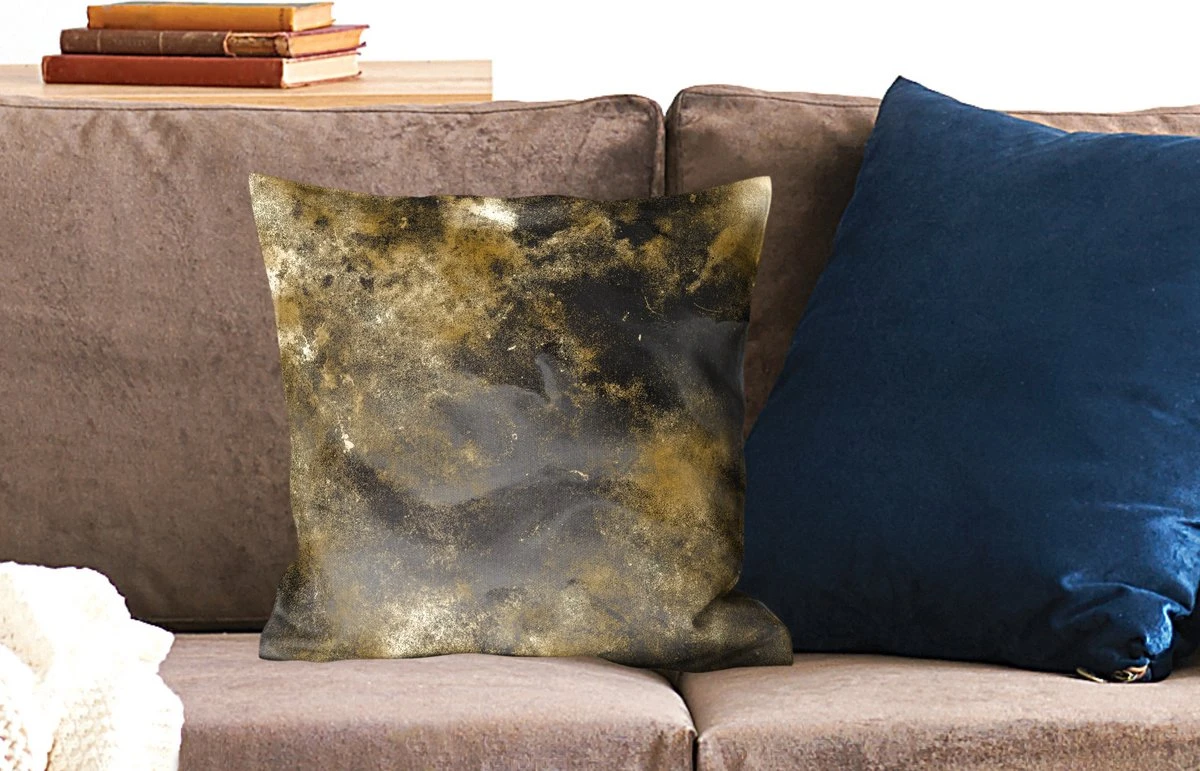 Sierkussens - Kussentjes Woonkamer - 45x45 Cm - Abstract - Goud - Zwart 8 Sierkussens - Kussentjes Woonkamer - 45x45 Cm - Abstract - Goud - Zwart - Afbeelding 6