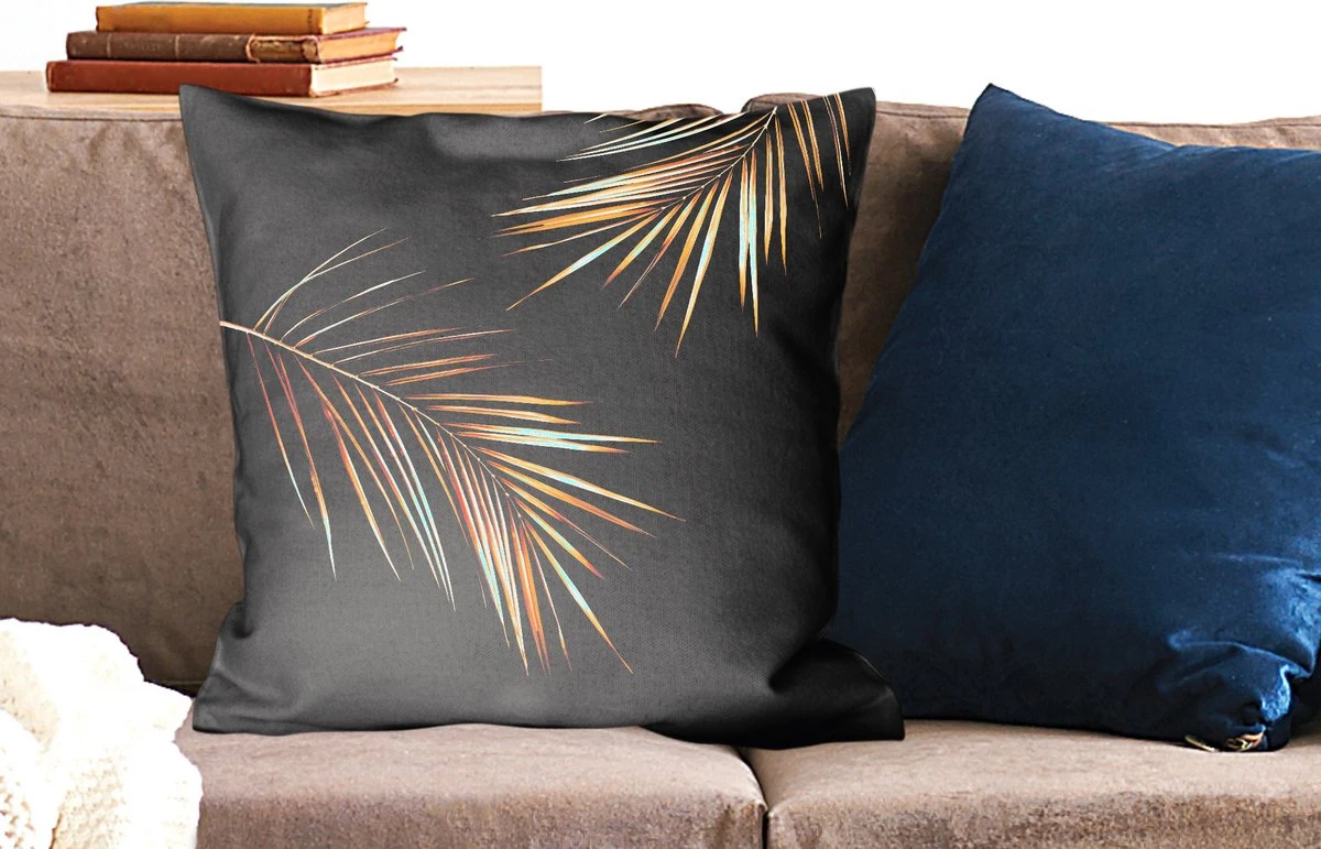 Sierkussens - Kussen - Twee Gouden Bladeren Op Een Zwarte Achtergrond - 60x60 Cm - Kussen Van Katoen 8 Sierkussens - Kussen - Twee Gouden Bladeren Op Een Zwarte Achtergrond - 60x60 Cm - Kussen Van Katoen - Afbeelding 6