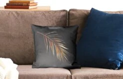 Sierkussens - Kussen - Goud Blad Met Sprieten Op Een Zwarte Achtergrond - 40x40 Cm - Kussen Van Katoen -Pillowmonkey 1200x771 458