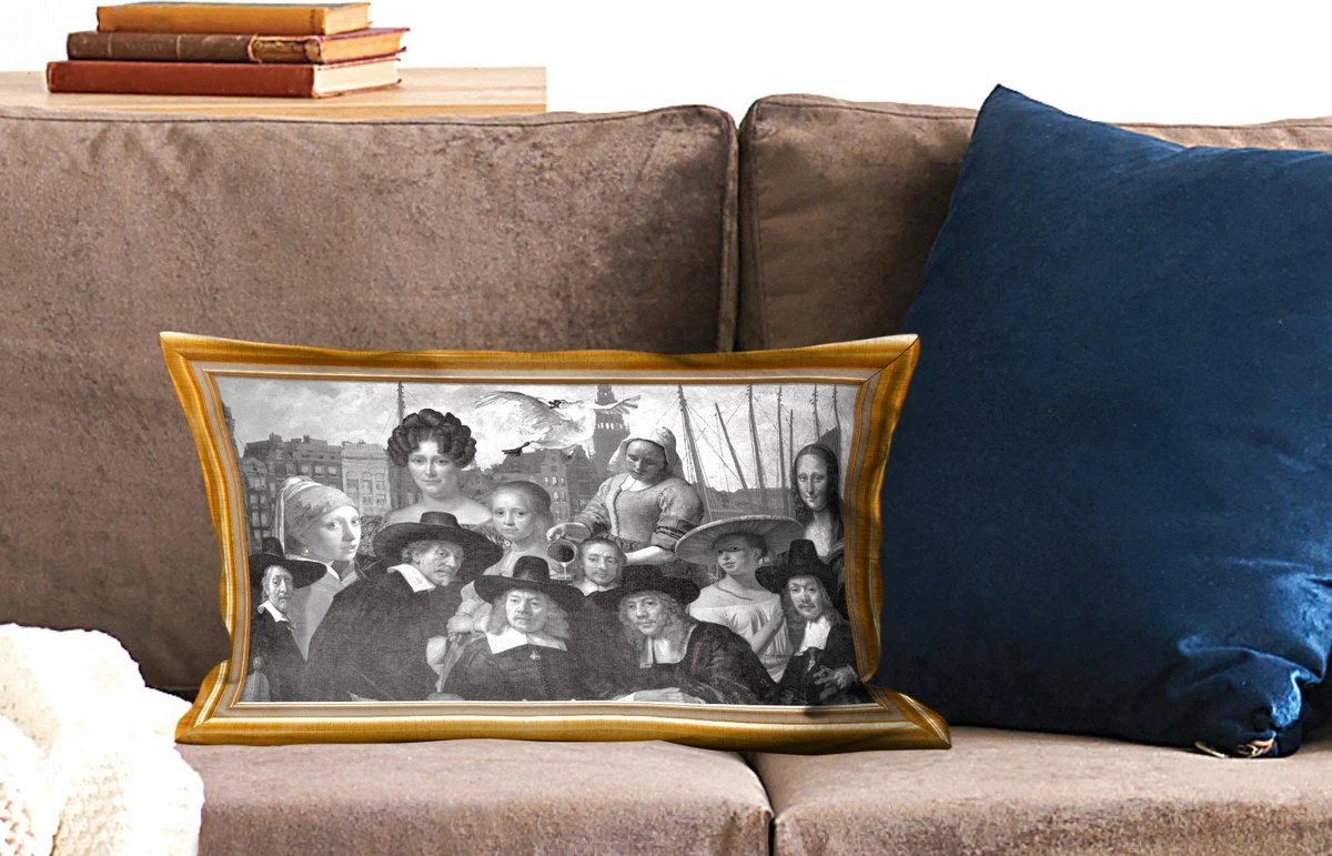 Sierkussens - Kussentjes Woonkamer - 50x30 Cm - Oude Meesters - Kunst - Lijst - Goud 4 Sierkussens - Kussentjes Woonkamer - 50x30 Cm - Oude Meesters - Kunst - Lijst - Goud - Afbeelding 2