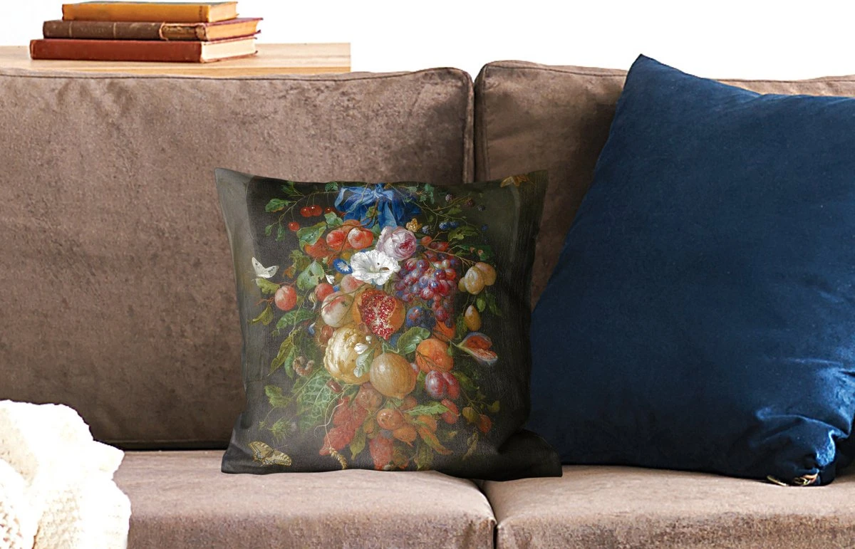 Kussenhoes 40x40 Cm - Festoen Van Vruchten En Bloemen - Schilderij Van Jan Davidsz. De Heem - Katoen / Polyester - Voor Binnen 4 Kussenhoes 40x40 Cm - Festoen Van Vruchten En Bloemen - Schilderij Van Jan Davidsz. De Heem - Katoen / Polyester - Voor Binnen - Afbeelding 2