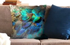 Sierkussens - Kussentjes Woonkamer - 60x60 Cm - Veren - Pauwveren - Pauw - Blauw - Kunst -Pillowmonkey 1200x771 532