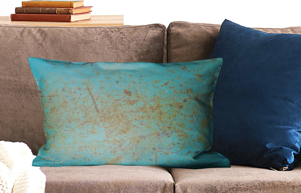 Sierkussens - Kussentjes Woonkamer - 60x40 Cm - Metaal - Roest - Turquoise 4 Sierkussens - Kussentjes Woonkamer - 60x40 Cm - Metaal - Roest - Turquoise - Afbeelding 2
