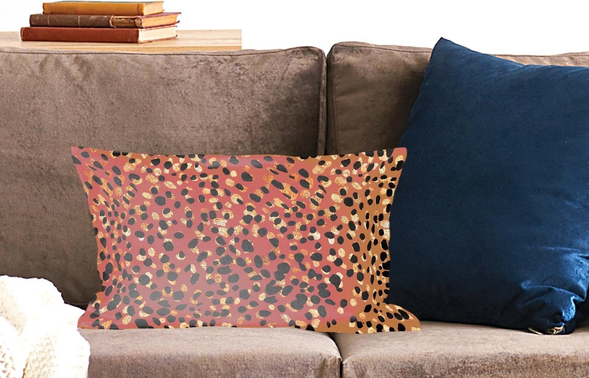 Sierkussens - Kussentjes Woonkamer - 50x30 Cm - Dierenprint - Luipaard - Goud - Bruin 4 Sierkussens - Kussentjes Woonkamer - 50x30 Cm - Dierenprint - Luipaard - Goud - Bruin - Afbeelding 2