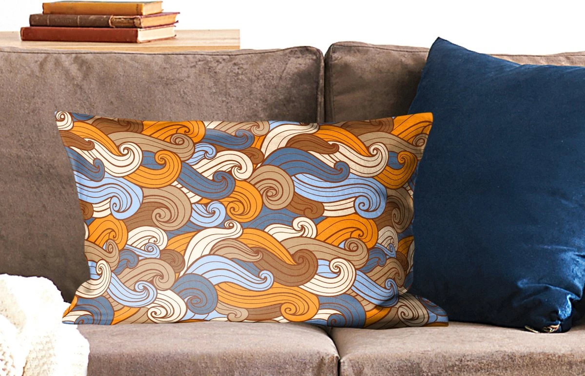 Kussenhoes 60x40 Cm - Vintage - Japans - Patronen - Katoen / Polyester - Voor Binnen 4 Kussenhoes 60x40 Cm - Vintage - Japans - Patronen - Katoen / Polyester - Voor Binnen - Afbeelding 2