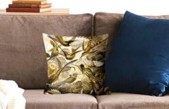 Sierkussens - Kussentjes Woonkamer - 40x40 Cm - Trochilidae - Ernst Haeckel - Goud -Pillowmonkey 1200x771 605