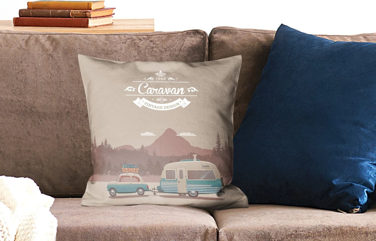 Sierkussens - Kussen - Illustratie Van Een Vintage Caravan In De Bergen - 45x45 Cm - Kussen Van Katoen 9 Sierkussens - Kussen - Illustratie Van Een Vintage Caravan In De Bergen - 45x45 Cm - Kussen Van Katoen - Afbeelding 7