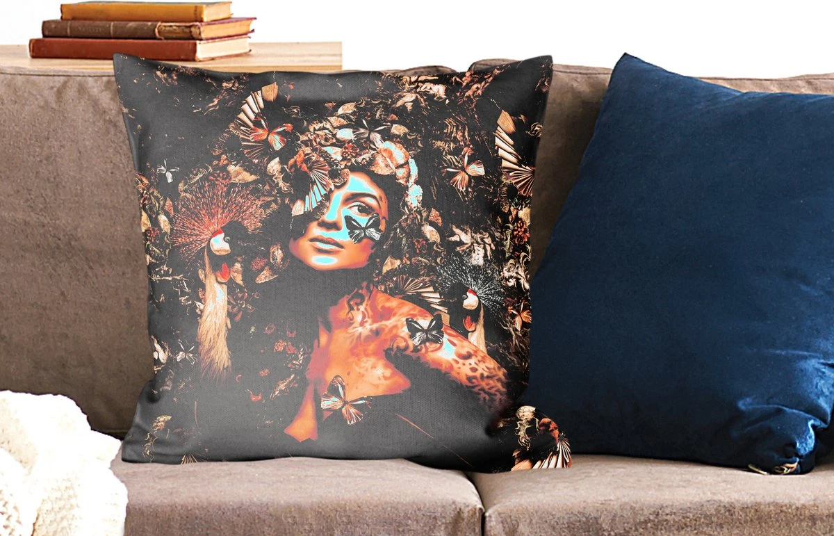 Sierkussens - Kussentjes Woonkamer - 60x60 Cm - Luxe - Vrouw - Dieren - Vlinders - Vogels 3 Sierkussens - Kussentjes Woonkamer - 60x60 Cm - Luxe - Vrouw - Dieren - Vlinders - Vogels - Afbeelding 2