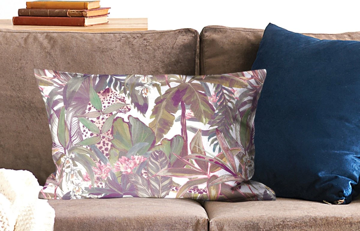 Kussenhoes 60x40 Cm - Jungle - Panter - Patronen - Katoen / Polyester - Voor Binnen 4 Kussenhoes 60x40 Cm - Jungle - Panter - Patronen - Katoen / Polyester - Voor Binnen - Afbeelding 2