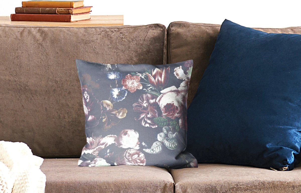 Kussenhoes 40x40 Cm - Bloemen - Tuin - Blauw - Katoen / Polyester - Voor Binnen 4 Kussenhoes 40x40 Cm - Bloemen - Tuin - Blauw - Katoen / Polyester - Voor Binnen - Afbeelding 2