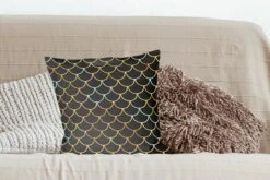 Kussenhoes 45x45 Cm - Patronen - Vis - Goud - Zwart - Katoen / Polyester - Voor Binnen -Pillowmonkey 1200x800 1019