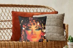 Kussenhoes 40x40 Cm - Vrouw - Goud - Zwart - Katoen / Polyester - Voor Binnen -Pillowmonkey 1200x800 1038