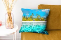 Kussenhoes 40x40 Cm - Strand - Palmbomen - Zee - Katoen / Polyester - Voor Binnen -Pillowmonkey 1200x800 1058