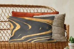 Kussenhoes 60x40 Cm - Goud - Zwart - Abstract - Katoen / Polyester - Voor Binnen -Pillowmonkey 1200x800 106