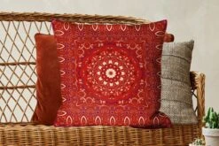 Kussenhoes 60x60 Cm - Perzisch Tapijt - Patronen - Mandala - Rood - Katoen / Polyester - Voor Binnen -Pillowmonkey 1200x800 1092