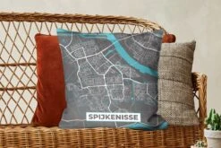 Kussenhoes 50x50 Cm - Plattegrond - Spijkenisse - Grijs - Blauw - Katoen / Polyester - Voor Binnen - Stadskaart -Pillowmonkey 1200x800 1098