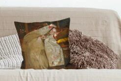 Kussenhoes 50x50 Cm - Meisje In Witte Kimono - Schilderij Van George Hendrik Breitner - Katoen / Polyester - Voor Binnen -Pillowmonkey 1200x800 1107