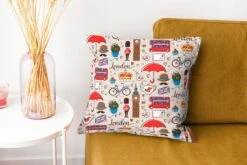 Kussenhoes 40x40 Cm - Patroon - Tekeningen - Londen - Katoen / Polyester - Voor Binnen -Pillowmonkey 1200x800 1112