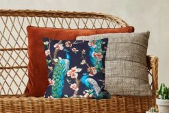 Kussenhoes 40x40 Cm - Patronen - Pauw - Bloesem - Zwart - Katoen / Polyester - Voor Binnen -Pillowmonkey 1200x800 1156