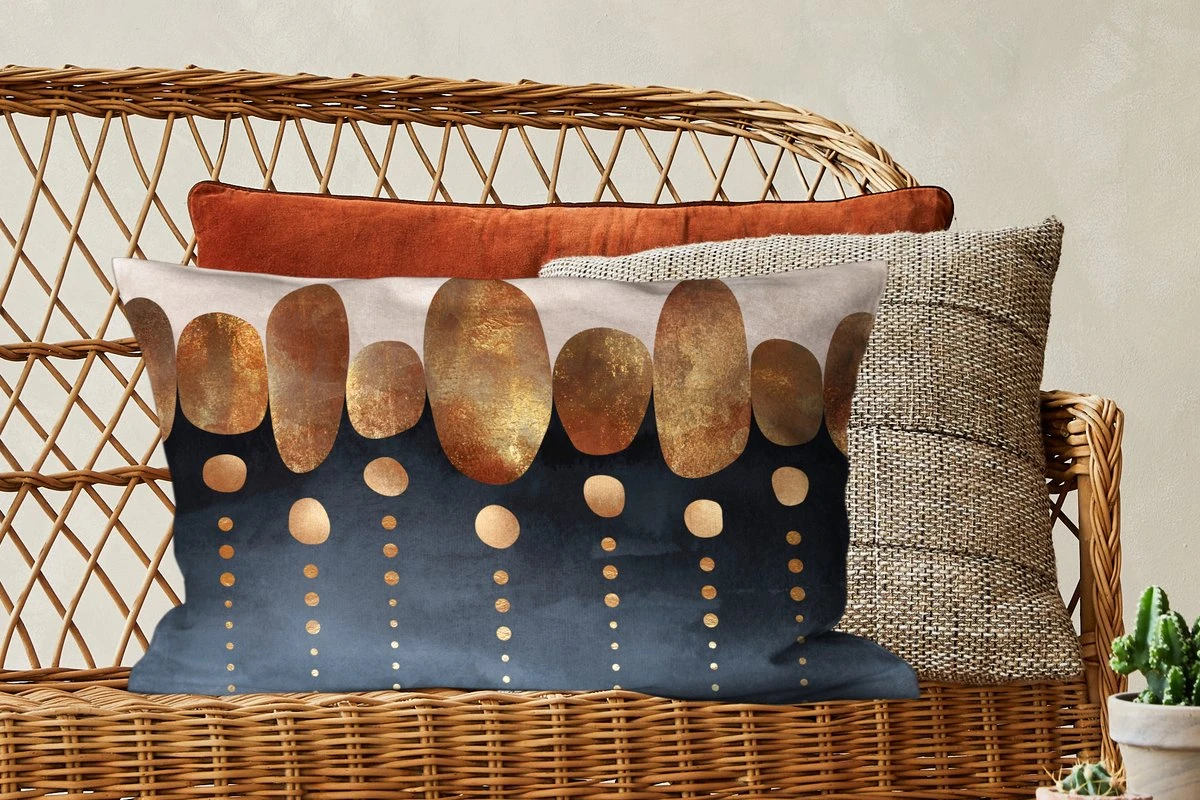 Kussenhoes 60x40 Cm - Goud - Abstract - Luxe - Katoen / Polyester - Voor Binnen 6 Kussenhoes 60x40 Cm - Goud - Abstract - Luxe - Katoen / Polyester - Voor Binnen - Afbeelding 4