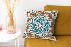 Kussenhoes 40x40 Cm - Mandala - Oranje - Blauw - Patronen - Katoen / Polyester - Voor Binnen -Pillowmonkey 1200x800 1181