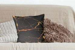 Kussenhoes 45x45 Cm - Marmer - Goud - Zwart - Marmerlook - Luxe - Glitter - Katoen / Polyester - Voor Binnen -Pillowmonkey 1200x800 1189