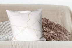 Kussenhoes 60x60 Cm - Marmer - Goud - Wit - Steen - Katoen / Polyester - Voor Binnen -Pillowmonkey 1200x800 1192