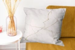 Kussenhoes 60x60 Cm - Marmer - Goud - Wit - Steen - Katoen / Polyester - Voor Binnen -Pillowmonkey 1200x800 1194