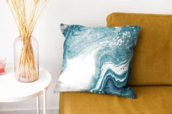 Kussenhoes 40x40 Cm - Edelstenen - Blauw - Natuur - Marmer - Abstract - Katoen / Polyester - Voor Binnen -Pillowmonkey 1200x800 1205