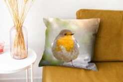Kussenhoes 40x40 Cm - Vogels - Roodborstje - Boom - Katoen / Polyester - Voor Binnen -Pillowmonkey 1200x800 1209