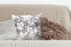 Kussenhoes 45x45 Cm - Jungle - Dieren - Zwart - Wit - Katoen / Polyester - Voor Binnen -Pillowmonkey 1200x800 1219